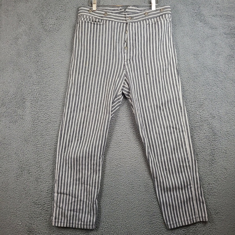 Vintage Wah Maker Frontier Hickory Stripe Railroad Pants Mens 34 Made in USA